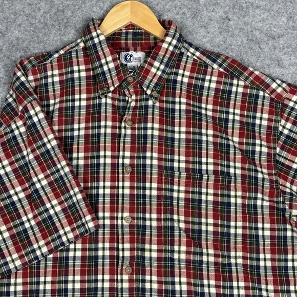 Arizona Jeans Co Short Sleeve Button Down Shirt Mens XL Red PLaid - Picture 1 of 7